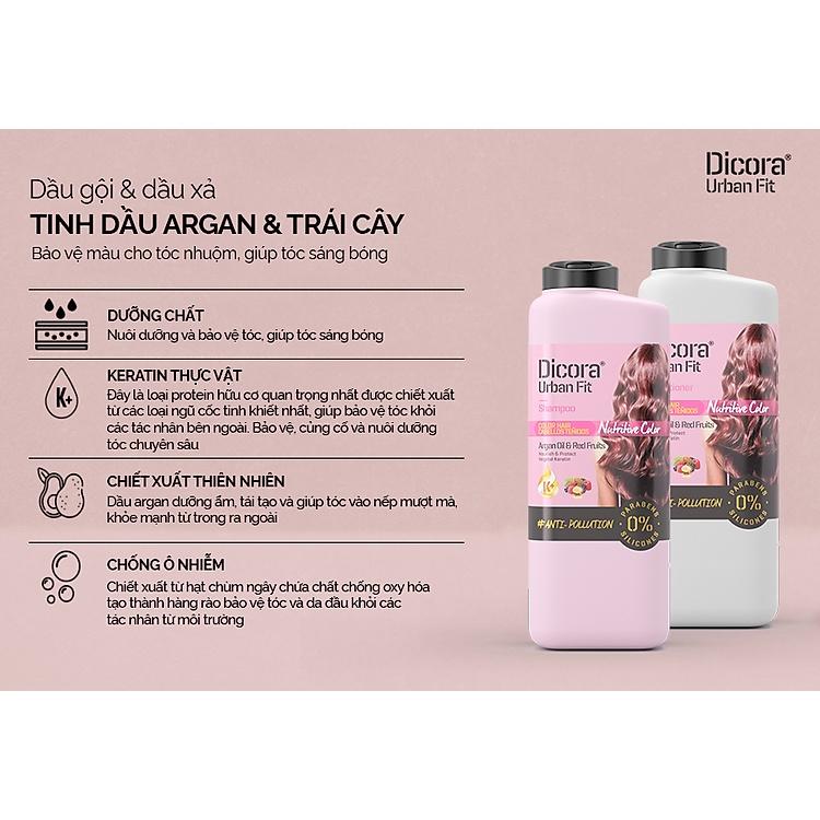 Dầu Gội Xả Dicora Urban Fit Chiết Xuất Tinh Dầu Argan Dành Cho Tóc Nhuộm 400ml