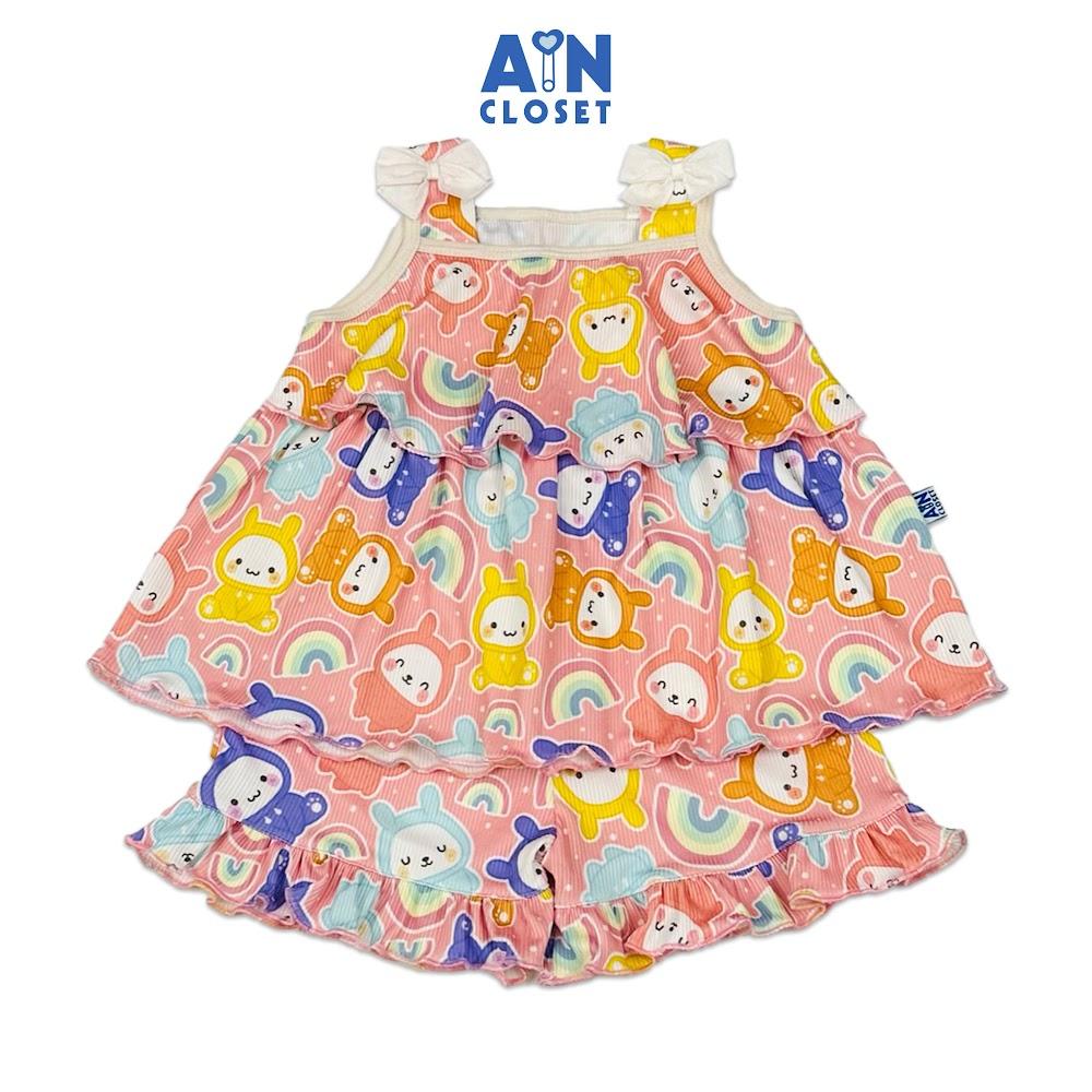 Bộ quần áo Ngắn bé gái hoạ tiết Em Bé Cầu Vồng Thun Cotton - AICDBGKODNH6 - AIN Closet