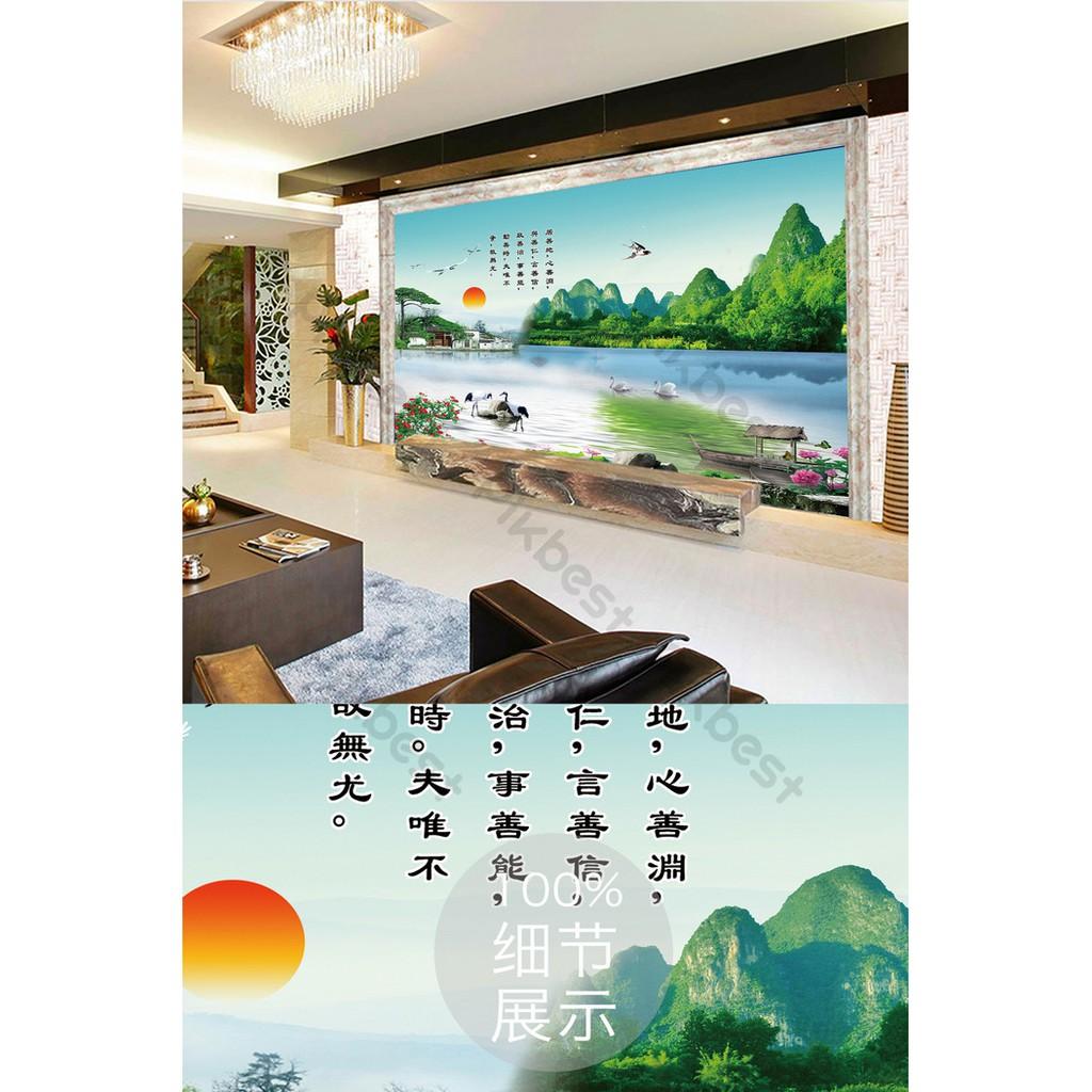Tranh dán tường Tranh 3d dán tường phong thủy phòng khách phòng ngủ hiện đại 04