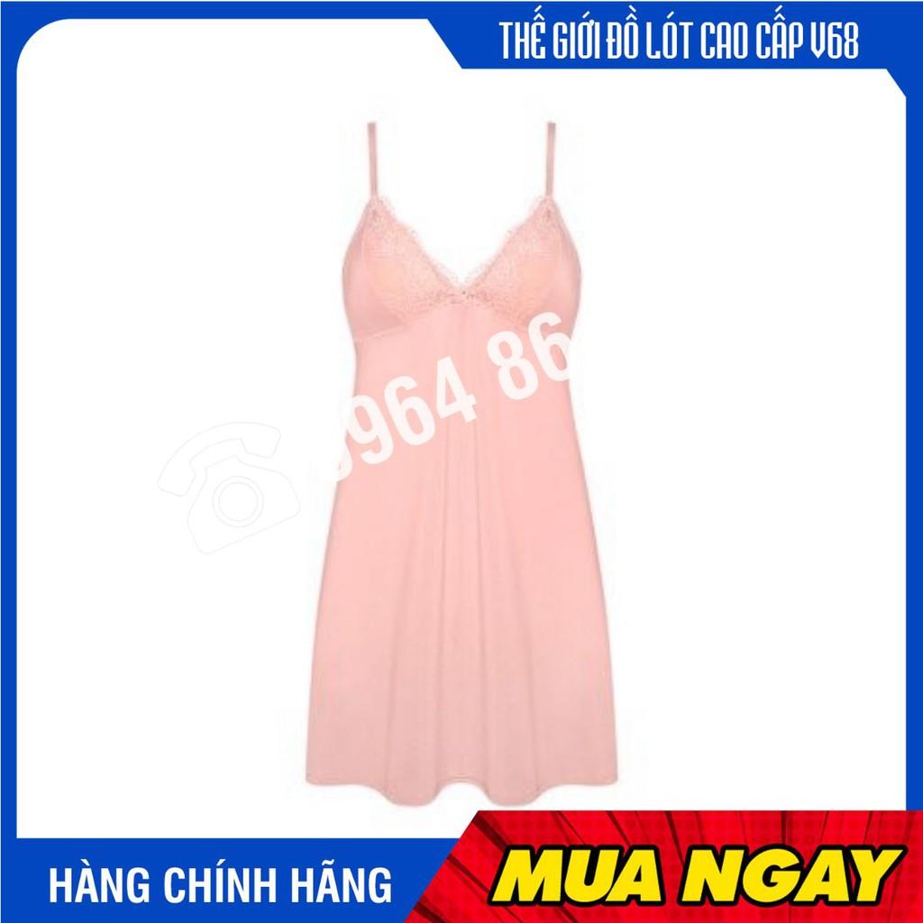 Váy ngủ nữ Marguerite D61076 phối ren viền cổ sang trọng, quyến rũ
