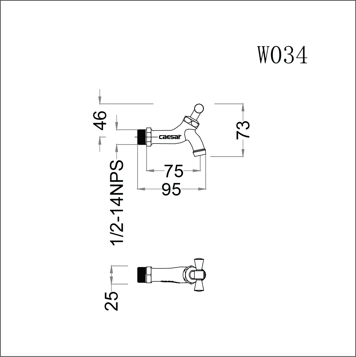 Vòi Lạnh Gắn Tường Xi - W034-1