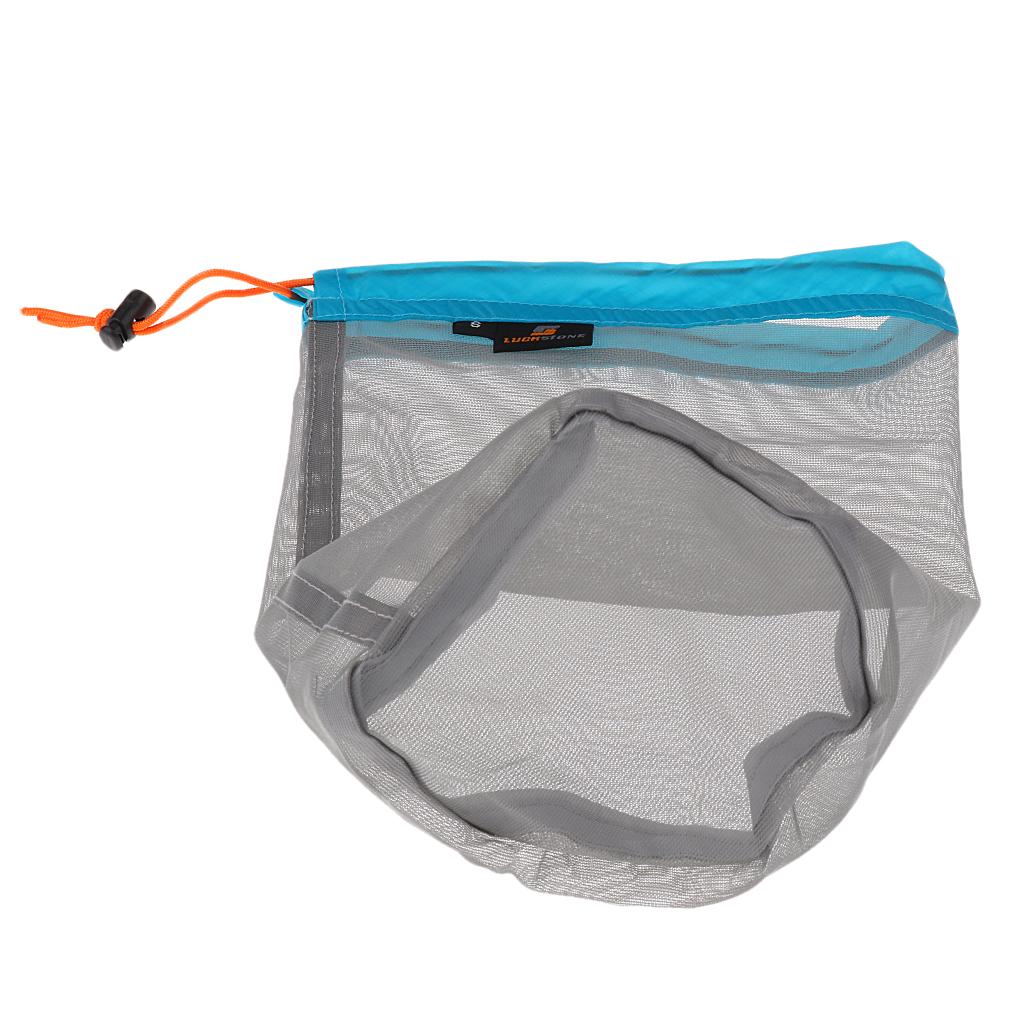 2pcs S Drawstring Mesh Stuff Sack Shoes Clothes Bag - Hiking Camping Travel