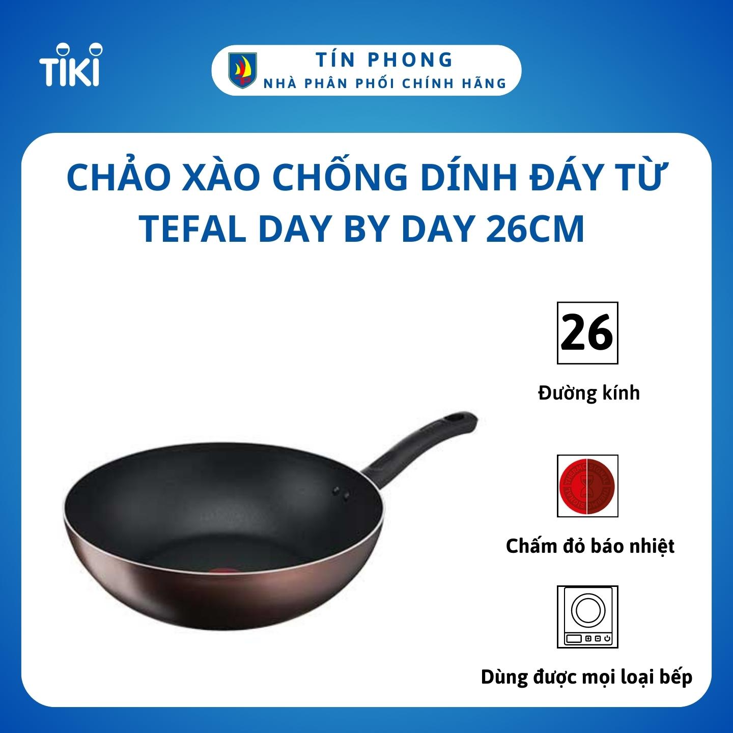 Chảo xào chống dính đáy từ Tefal Day by Day 26cm, dùng cho mọi loại bếp- Hàng chính hãng