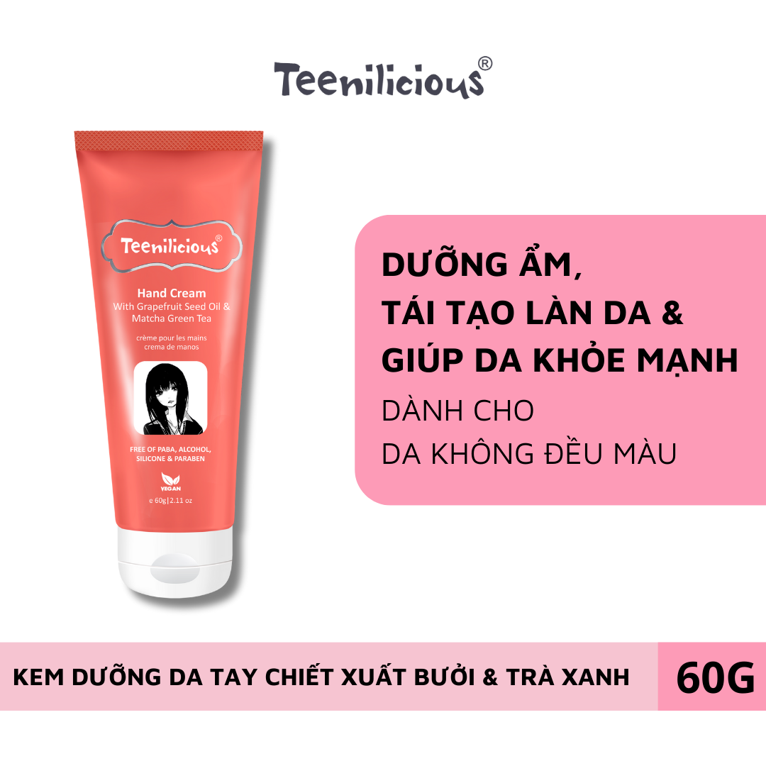 Kem Dưỡng Da Tay Teenilicious Hand Cream With Grapefruit Seed Oil &amp; Matcha Green Tea 60g