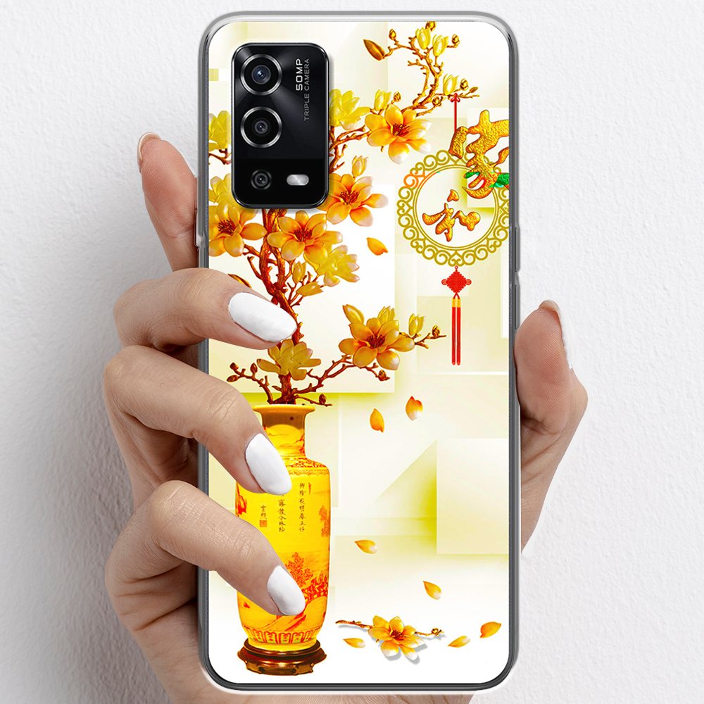 Ốp lưng cho Oppo A55, Oppo A95 nhựa TPU mẫu Chậu sứ vàng