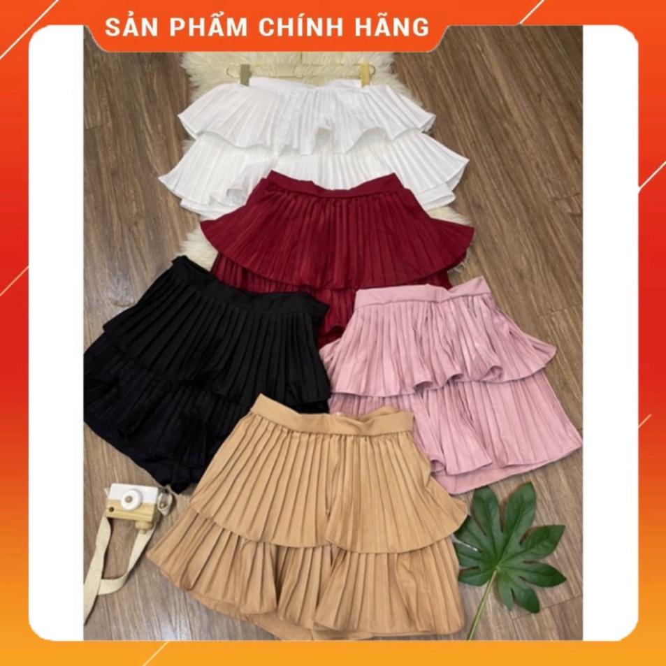 BIGSIZE 50-90KG Chân váy dập ly 2 tầng cotton lạnh cạp cao màu đen bigsize Quảng Châu kn ngoại cỡ đi biển dự