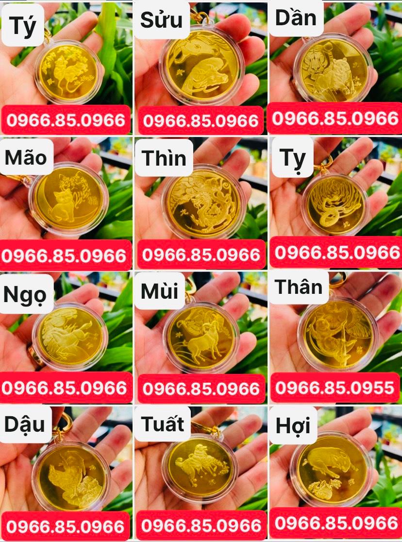 Lì xì đỏ Móc Khóa Đồng Xu Khắc Hình 12 Con Giáp Phong Thủy May Mắn, Chất Liệu Niken Mạ Vàng Sáng Bóng LGLSC000254