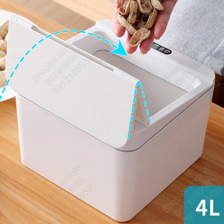 Hộp để rác mini cảm biến thông minh, tự động đóng mở nắp, để rác, để đồ cá nhân, để đồ nhà bếp, để đồ nhà tắm đa năng