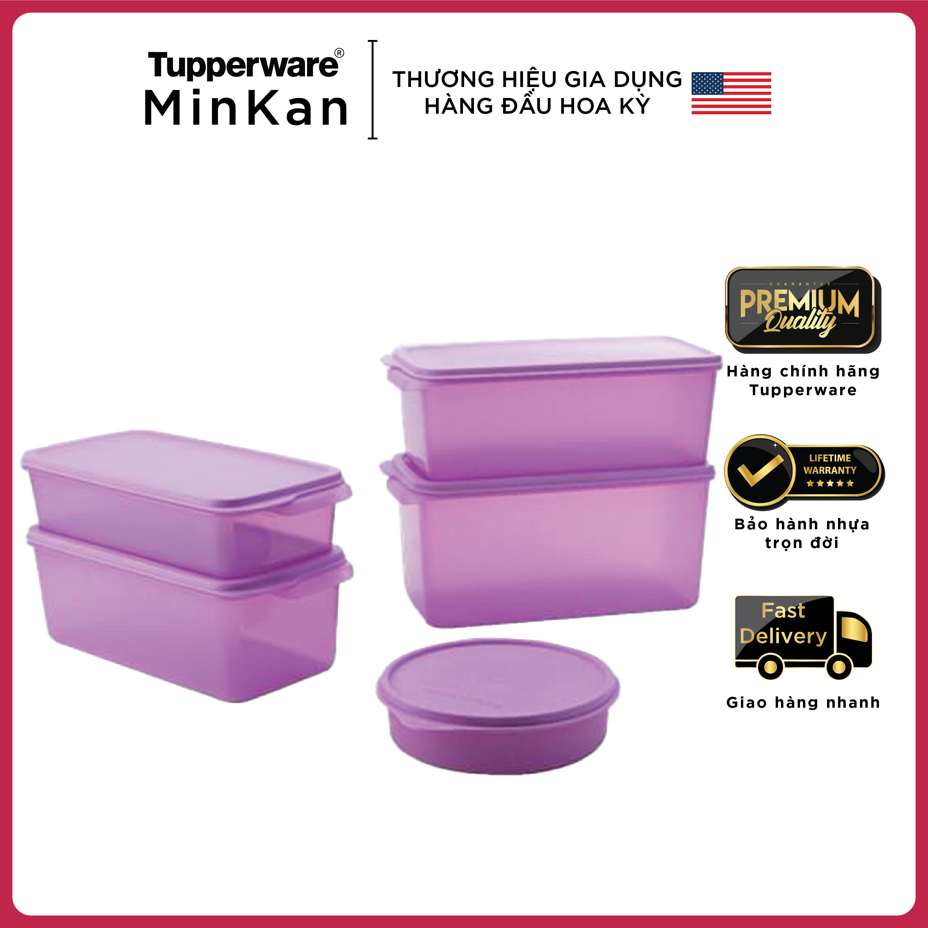 Bộ hộp trữ mát Tupperware Freshia Set 5 - Tím
