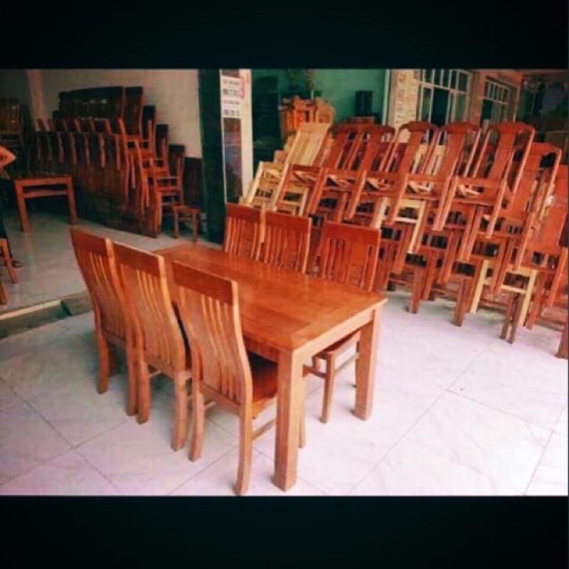 Bộ bàn ăn gỗ xoan mặt liền 6 ghế