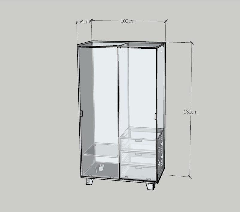 HAPPY FURNITURE , ALVA - Tủ quần áo 2 cửa lùa, TCL_041 , 100cm x 54cm x 180cm DxRxC
