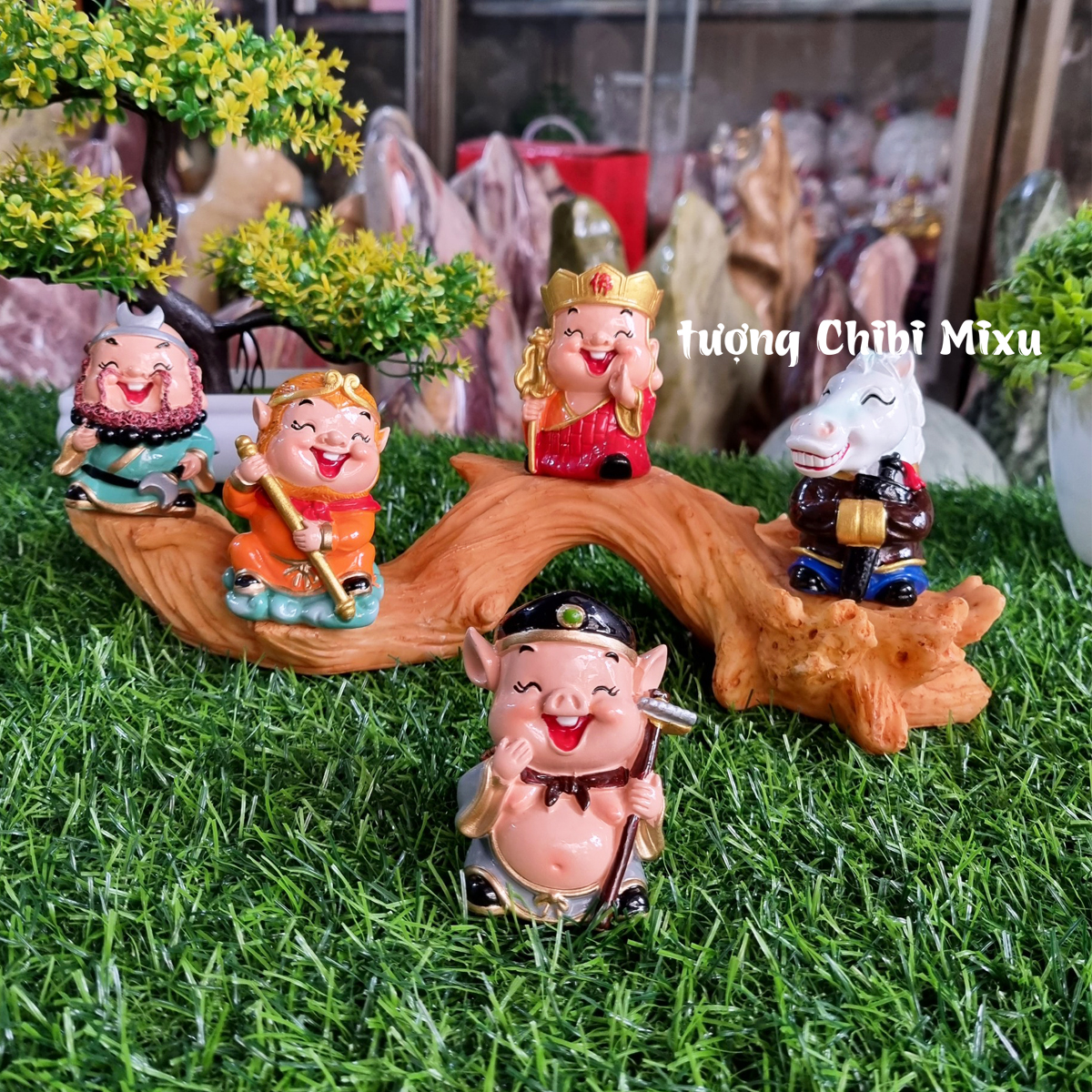 Bộ 05 thầy trò Đường tăng 6cm kèm chân đế giả gỗ size nhỏ