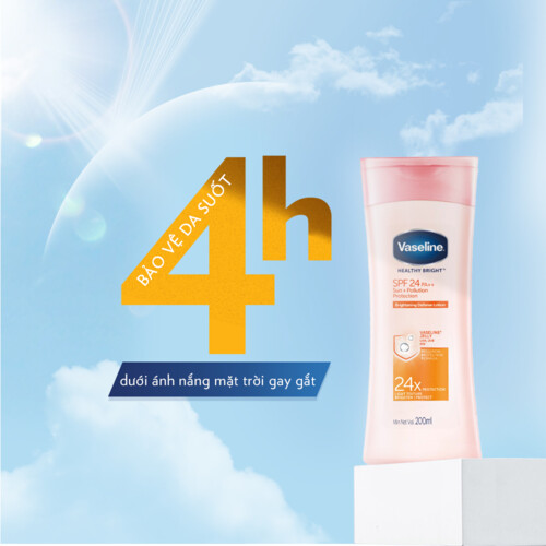 Sữa Dưỡng Thể 200Ml Vaseline Dưỡng Ẩm Sáng Da Chống Nắng Spf24Pa++ Sun + Pollution Protection Bảo Vệ Da Tới 4H Với Spf 24 Pa++