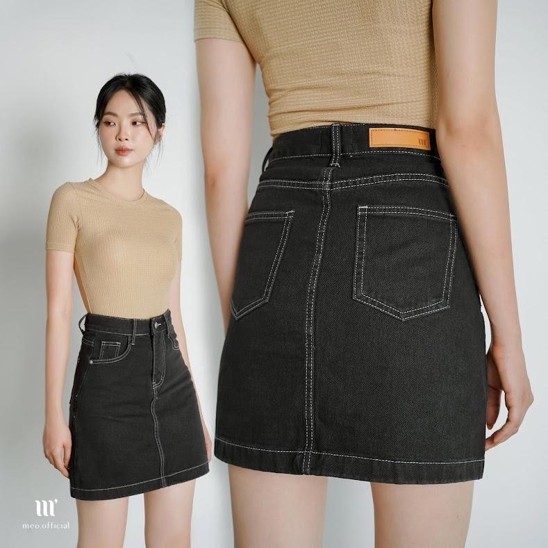 Chân váy nữ Méo shop chân váy jean ôm dáng chữ A 3881-2