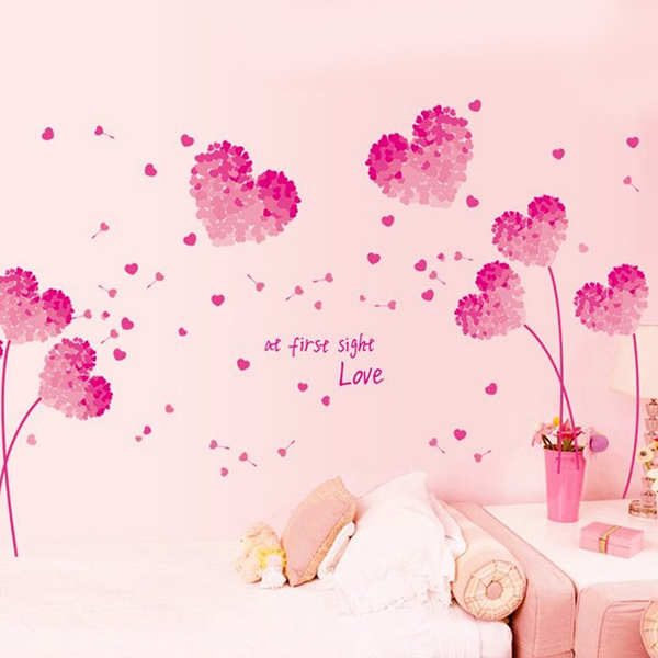 Decal Dán Tường Họa Tiết Trái Tim Hồng PK113