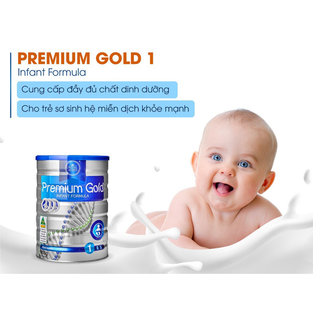 Combo 3 Hộp Sữa Bột Premium Gold Số 1 ROYAL AUSNZ Vị Ngọt Dịu Giúp Hấp Thu Dinh Dưỡng Cho Trẻ 400g-900g/hộp