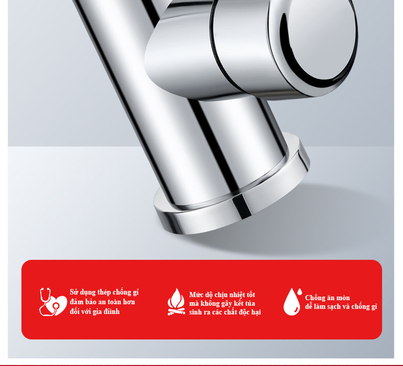 Vòi rửa chén nóng lạnh Schmidt mạ crom lò xo bẻ được mọi vị trí , Vòi rửa bát Inox 304 chất lượng cao – Hàng chính hãng