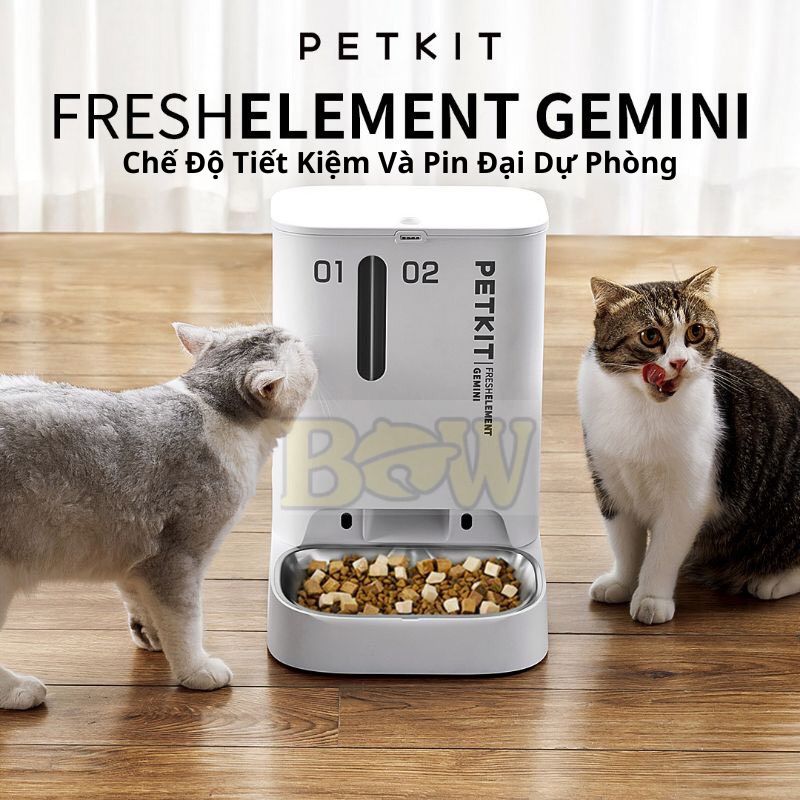 {Hàng Chính Hãng} Petkit Fresh Elemnent Gemini Máy cho ăn tự động cho chó mèo 2 khay