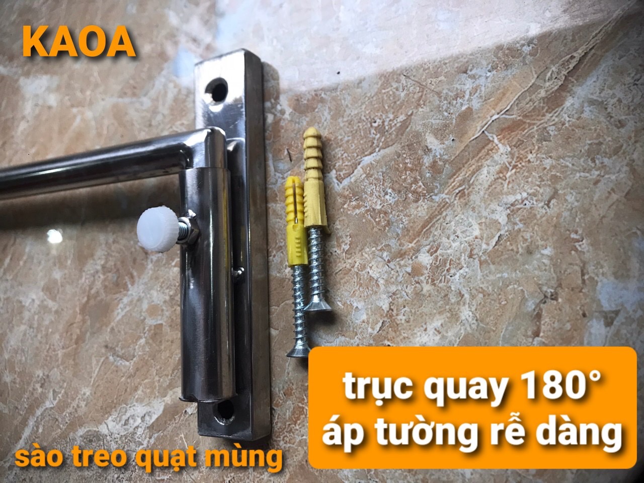 Thanh treo quạt màn dán tường dạng rút SU 304  . ( BH 12 tháng .Kèm theo keo)