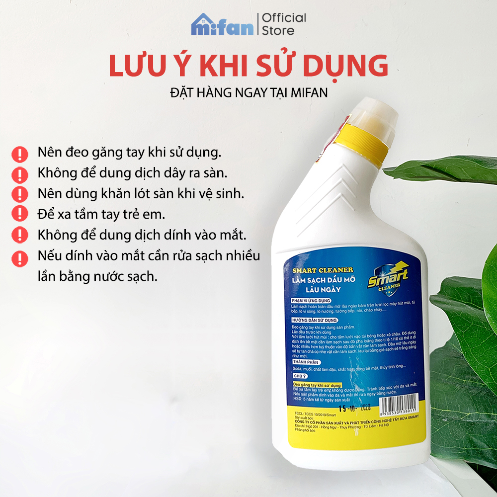 Làm Sạch Dầu Mỡ Lâu Ngày SMART CLEANER - Tẩy Sạch Dầu Mỡ Trong 5 Phút Không Cần Cọ Rửa - MIFAN Phân Phối Chính Hãng