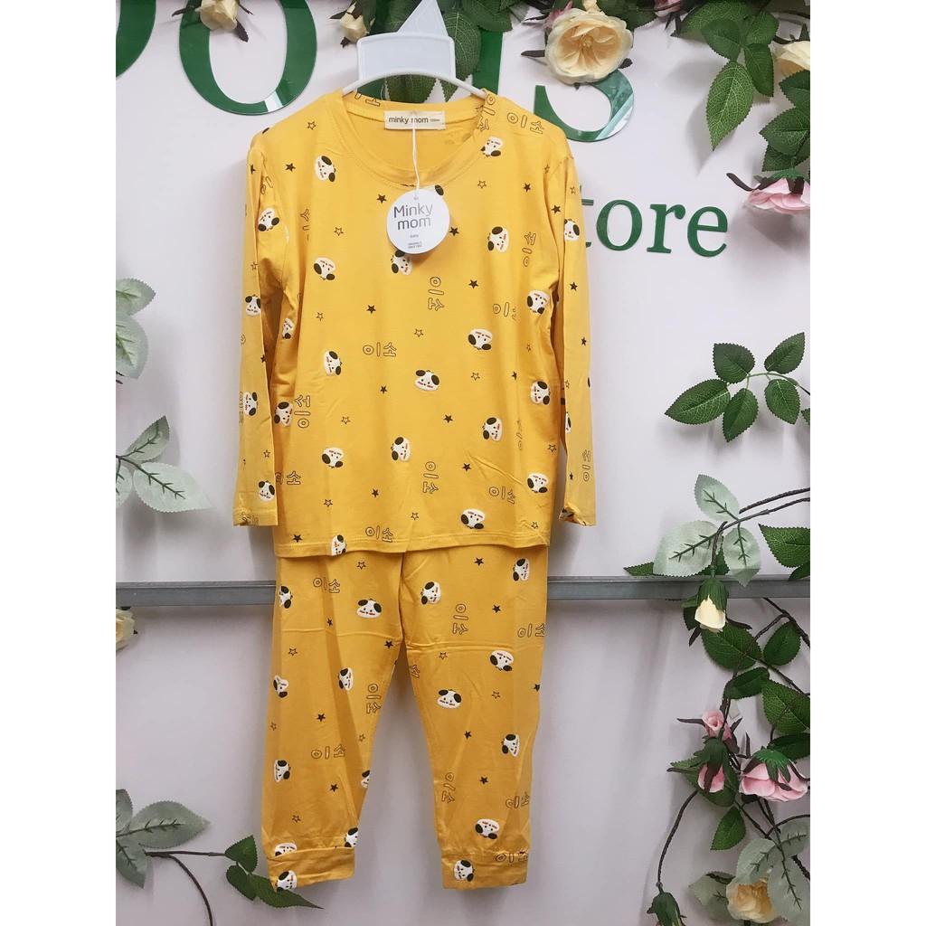 Bộ dài tay quần dài lưng thấp Minky mom họa tiết hình chó siêu cute cho bé 17-19kg