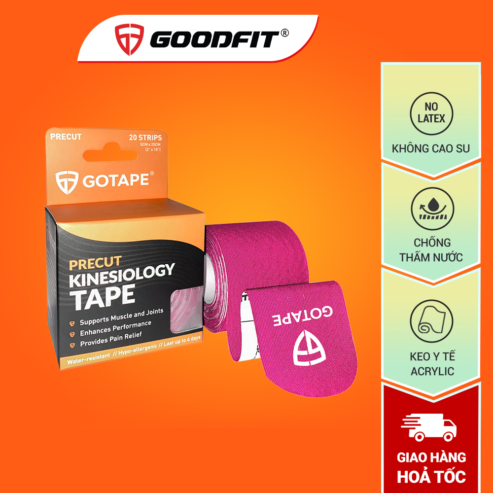 Băng dán cơ thể thao GoodFit Gotape, cuộn Pre-cut, 5cm*5m, chất liệu Rayon cao cấp, không chứa cao su