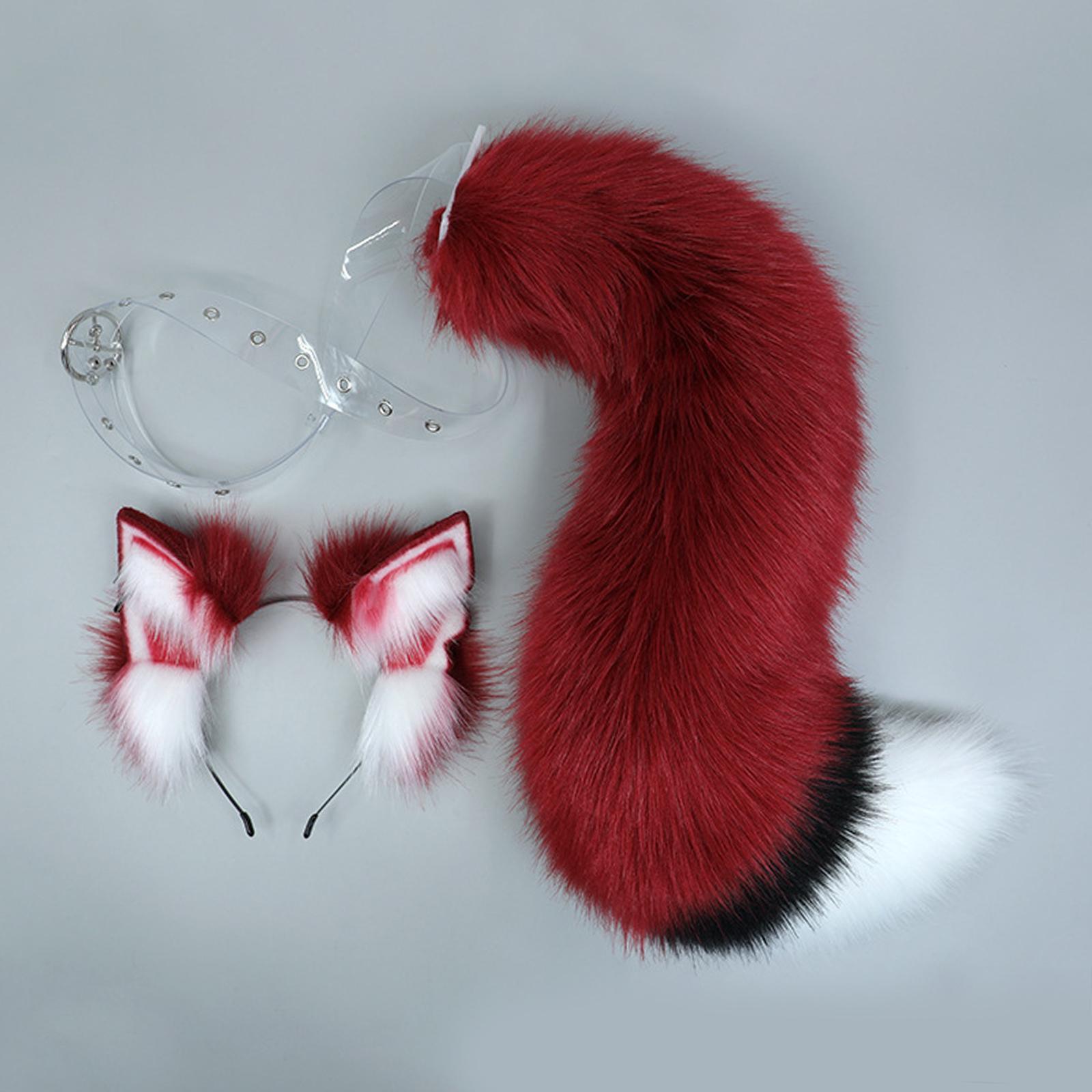 Wolf Ears and Tail Set Costume Accessories Hair Clip for Performance Halloween