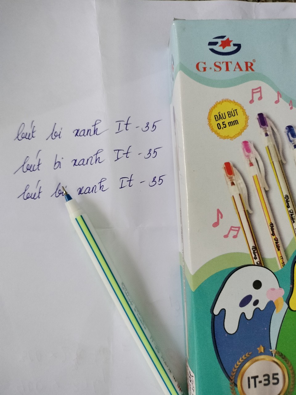 Hộp 20 Cây Viết Nến Dài 16.5cm Vâng Thiêng G-star IT35 Ngòi 0.5mm Mực Xanh