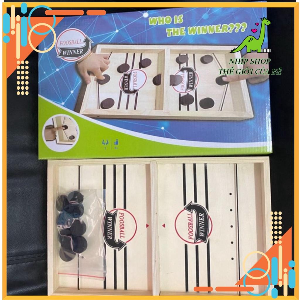 Bàn bắn bi gỗ cỡ đại Slingpuck cờ búng bi xuyên lỗ- Foosball Winner cỡ đại KT 56x30x3.3 cm