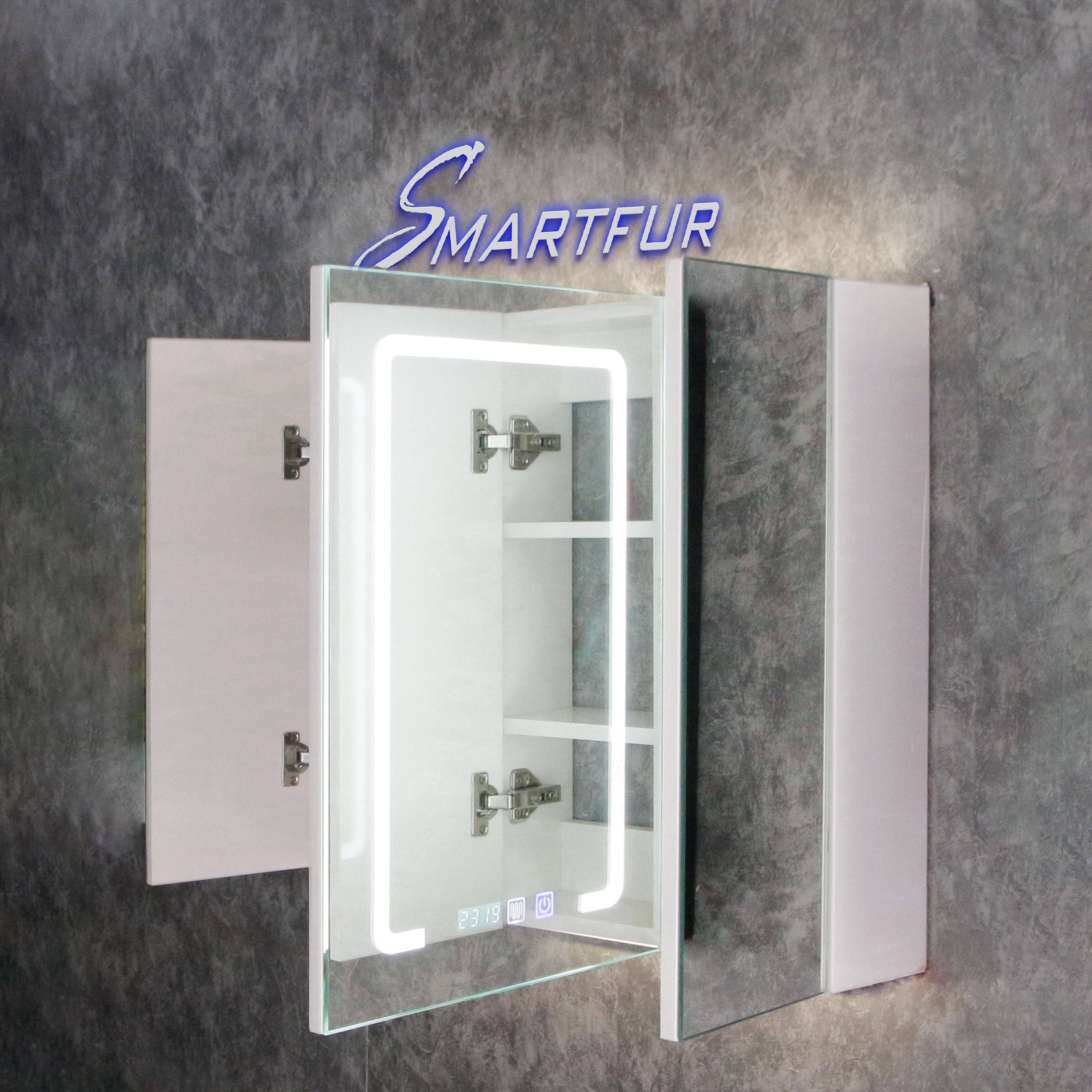 Tủ gương phòng tắm thông minh nhựa PVC cao cấp - đèn led và cảm biến nhiệt hiện đại KT SMF80L