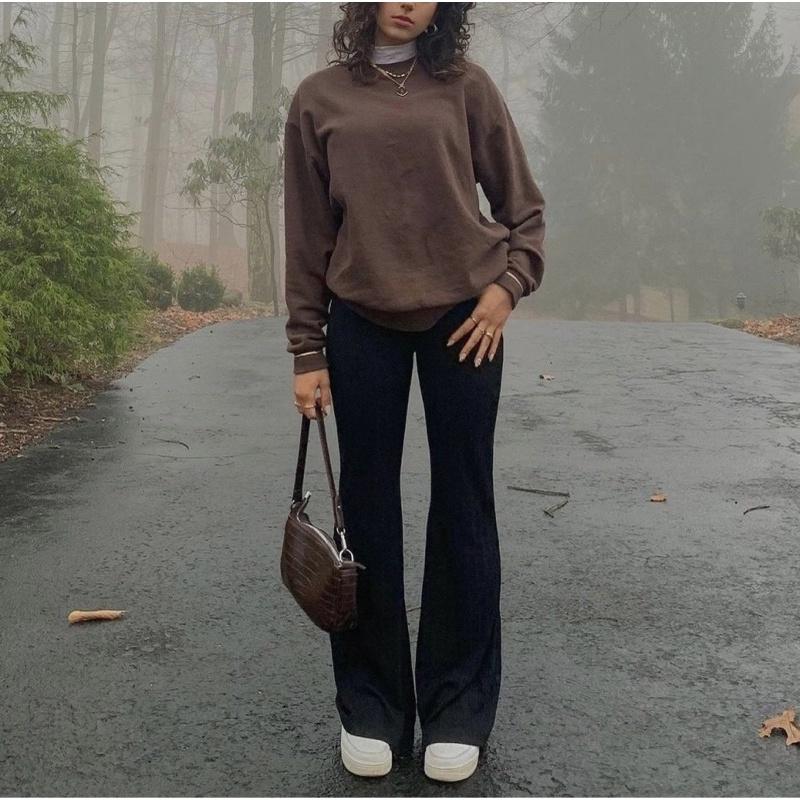 Quần ống loe chất cotton lạnh đứng form theo phong cách Old School