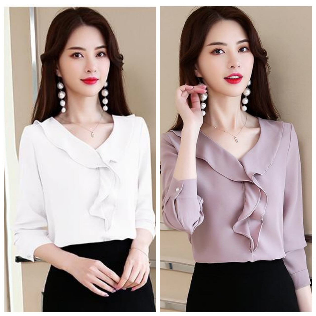 Áo sơ mi công sở cổ bèo GD6372A