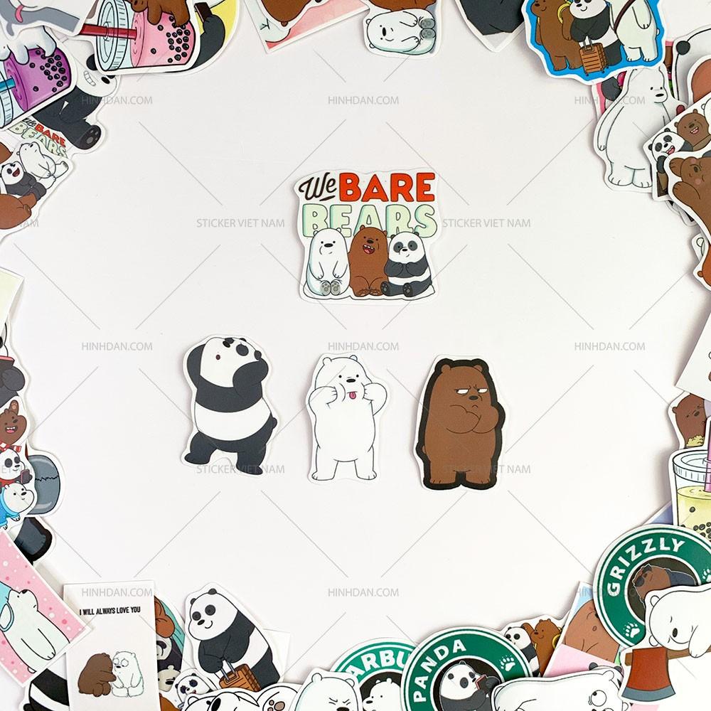 Sticker WE BARE BEARS - Những Chú Gấu - Dán Trang Trí - Chất Liệu PVC Cán Màng Chất Lượng Cao Chống Nước, Chống Nắng, Không Bong Tróc Phai Màu