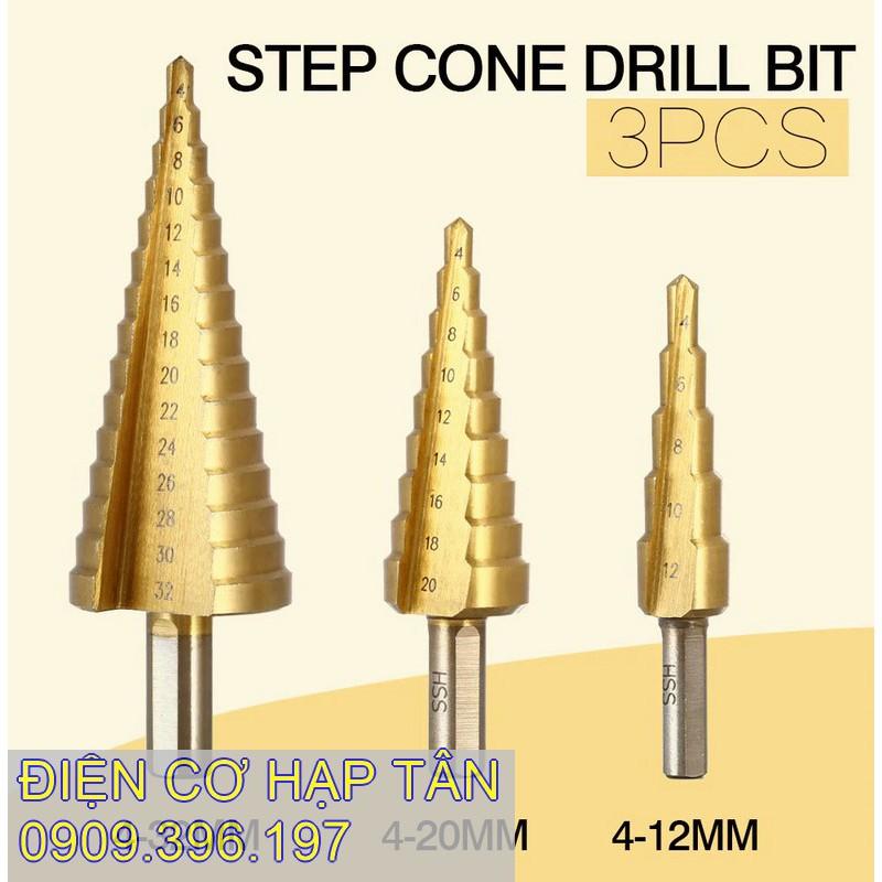 BỘ 3 MŨI KHOAN THÁP THẲNG ,XOẮN CỠ LƠN HSS