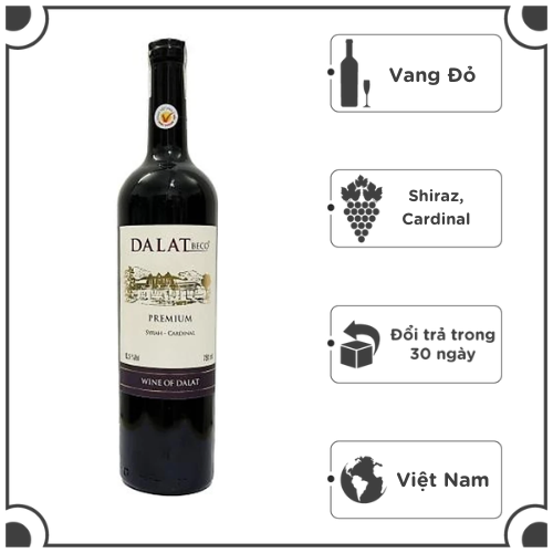 Rượu Vang Đỏ Dalatbeco Premium 13.5% - 750ml