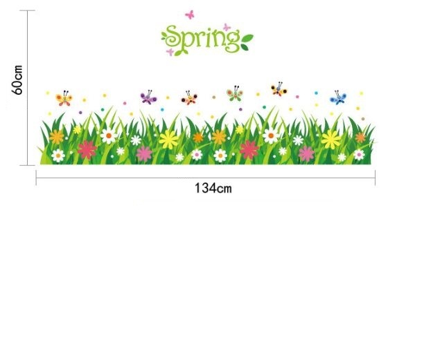 Decal dán chân tường Cỏ mùa xuân Spring