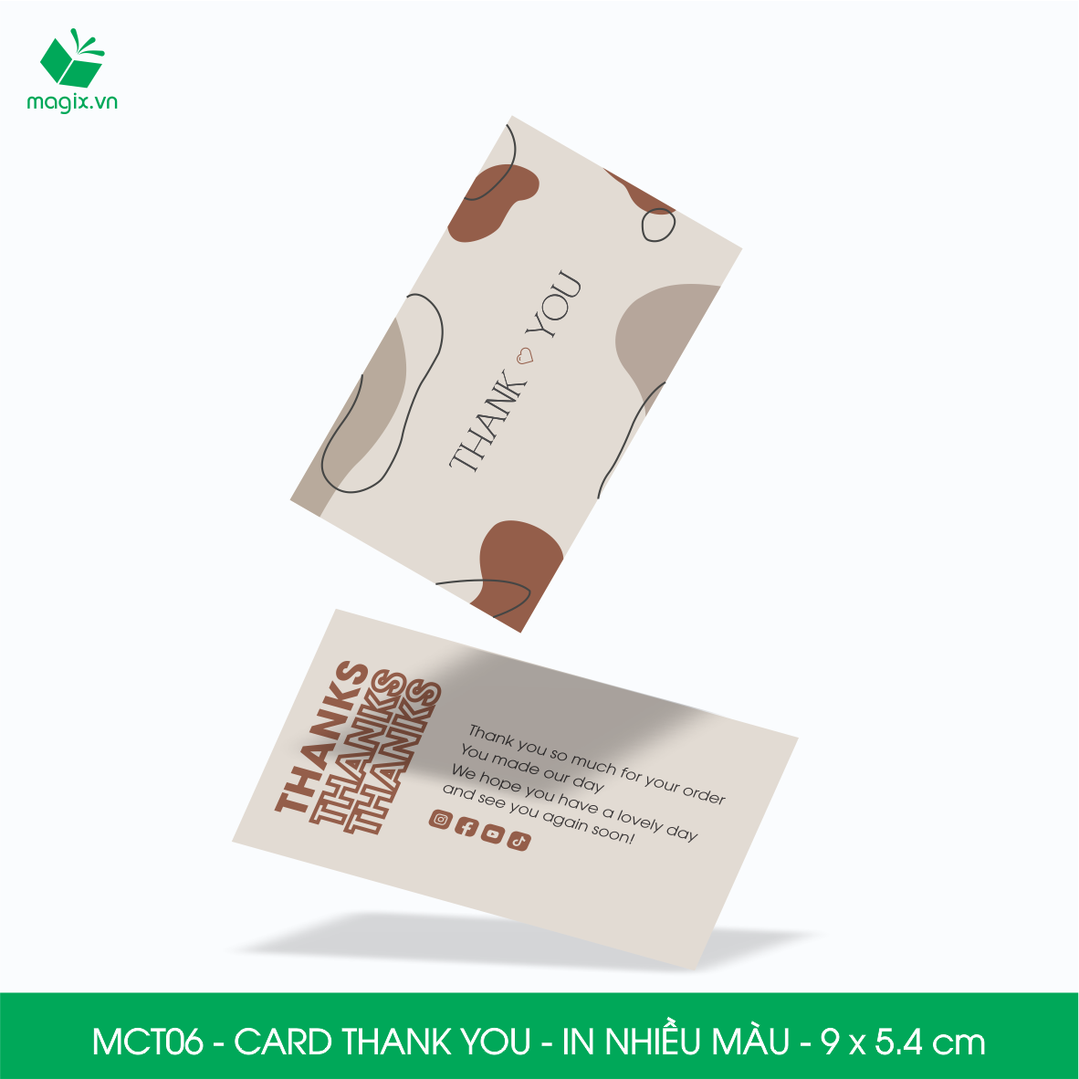 MCT06 - 9x5.4 cm - 50 Card Thank you, Thiệp cảm ơn khách hàng, card cám ơn cứng cáp sang trọng