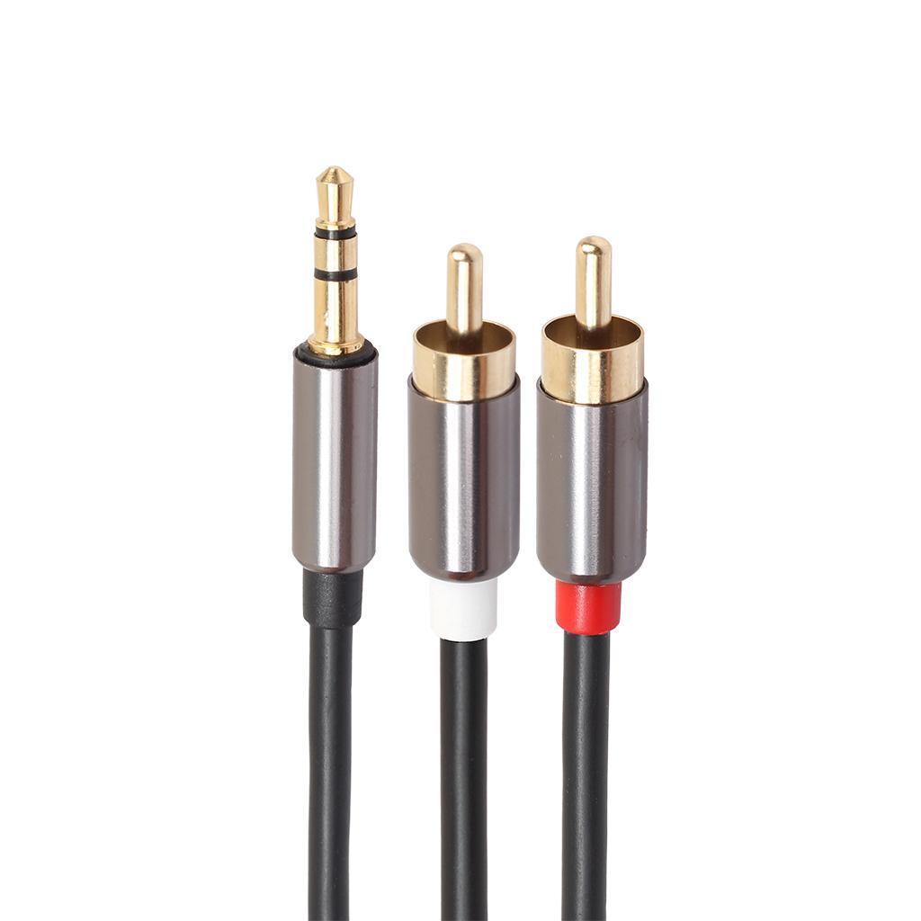 3.3FT Aux Audio 3.5mm Stereo Male to 2 RCA Y Cable Double-Shielde For Phone iPod MP3 Tablet Hi-Fi, Pack of 2