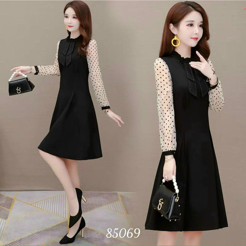 Đầm poly 2 da phối lưới