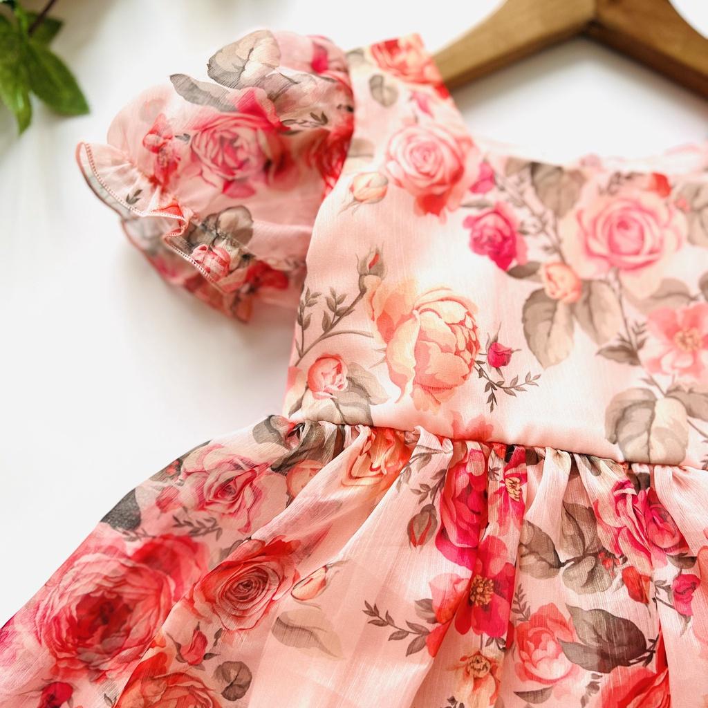 Váy bé gái, đầm bé gái họa tiết hoa hồng cực sang chảnh cho bé gái từ 1- 10 tuổi tại Mom's Choice