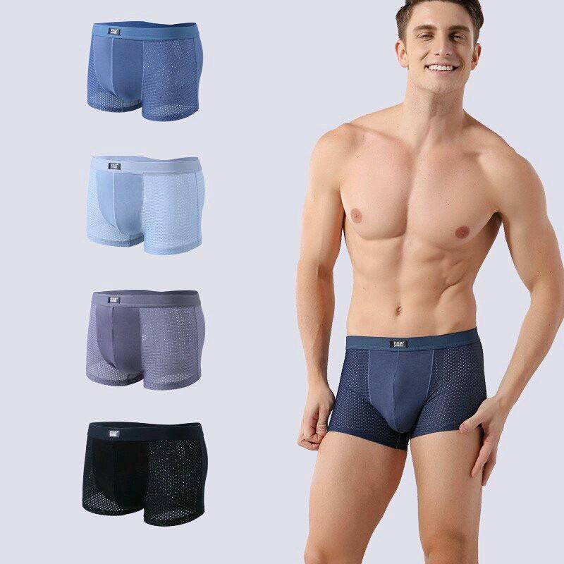 Bộ 5 quần boxer nam thông hơi phối cotton, quần sịp đùi nam mã D02