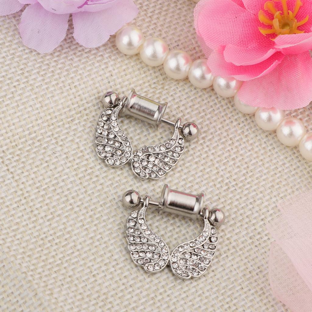 2 Pieces Stainless Steel Angel Wings Ear Plugs Tunnel Expander Gauges Bar