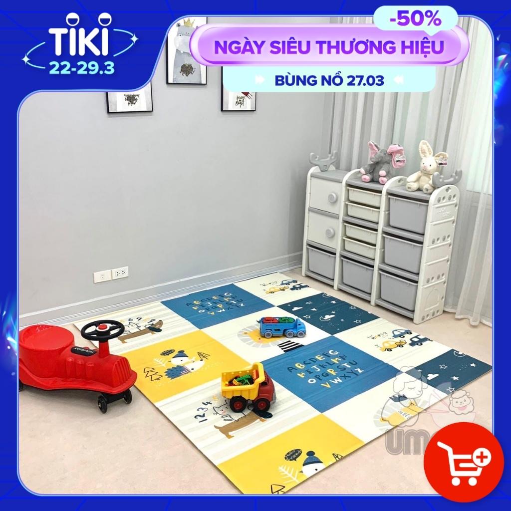 Thảm gấp gọn chống thấm mặt Umoo chính hãng kích thước 180x200cm dày 1.5cm mẫu Sư tử