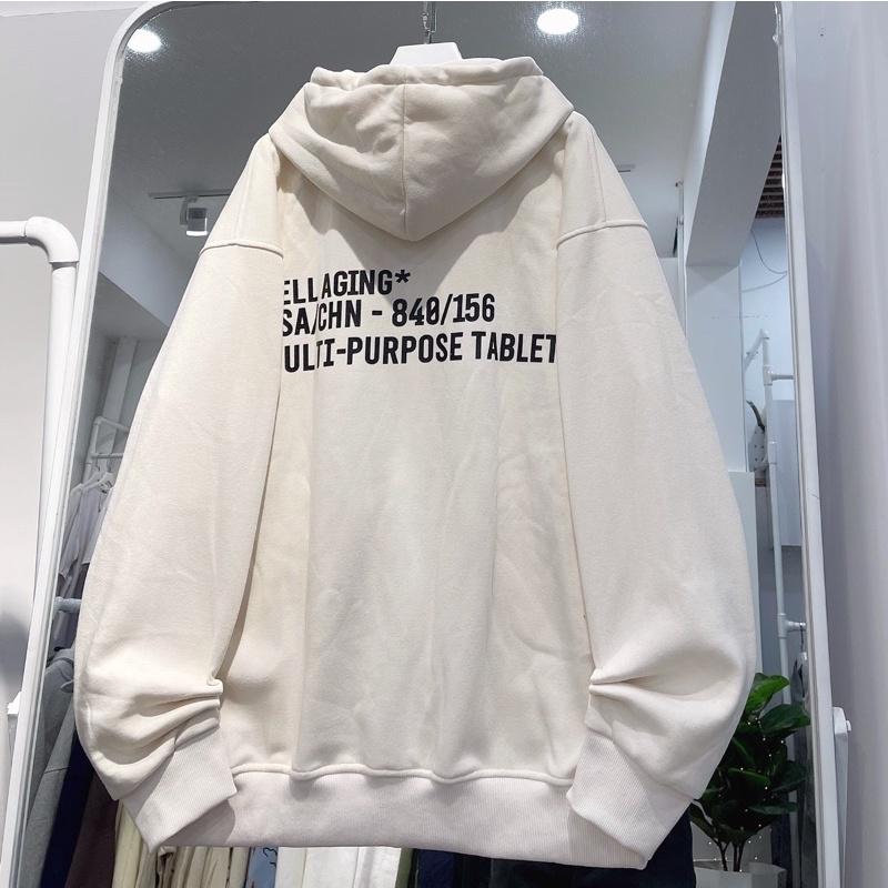 Áo hoodie nỉ CELL màu kem unisex ảnh thật SSSTore