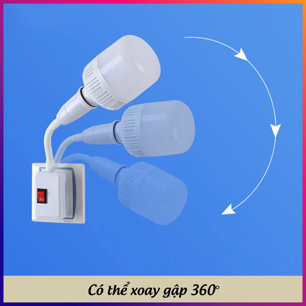 Đui Đèn E27 Uốn Dẻo Xoay 360 Độ FN8816 Có Công Tắc Tiện Lợi