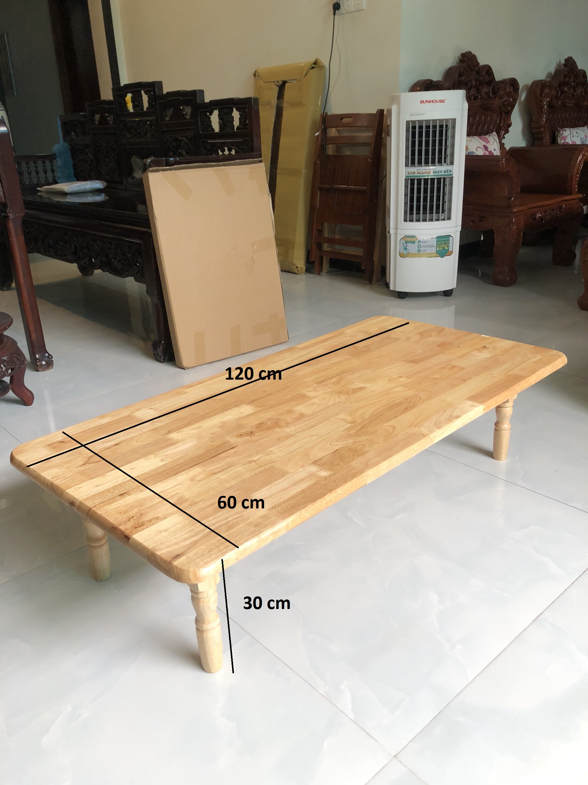 Bàn trà kiểu Nhật gỗ tự nhiên VIMOS ,xếp gọn dễ dàng, size 60 x 120 x cao 30cm