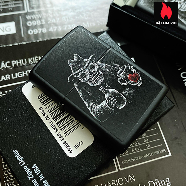 Bật Lửa Zippo 49254 – Zippo Bar Skull Design Black Matte