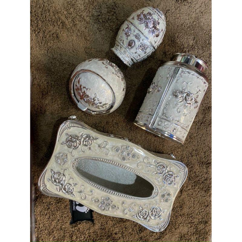 Set Hộp Giấy Ăn-Lọ Tăm-Gạt Tàn-Hộp Chè phong cách hoàng gia
