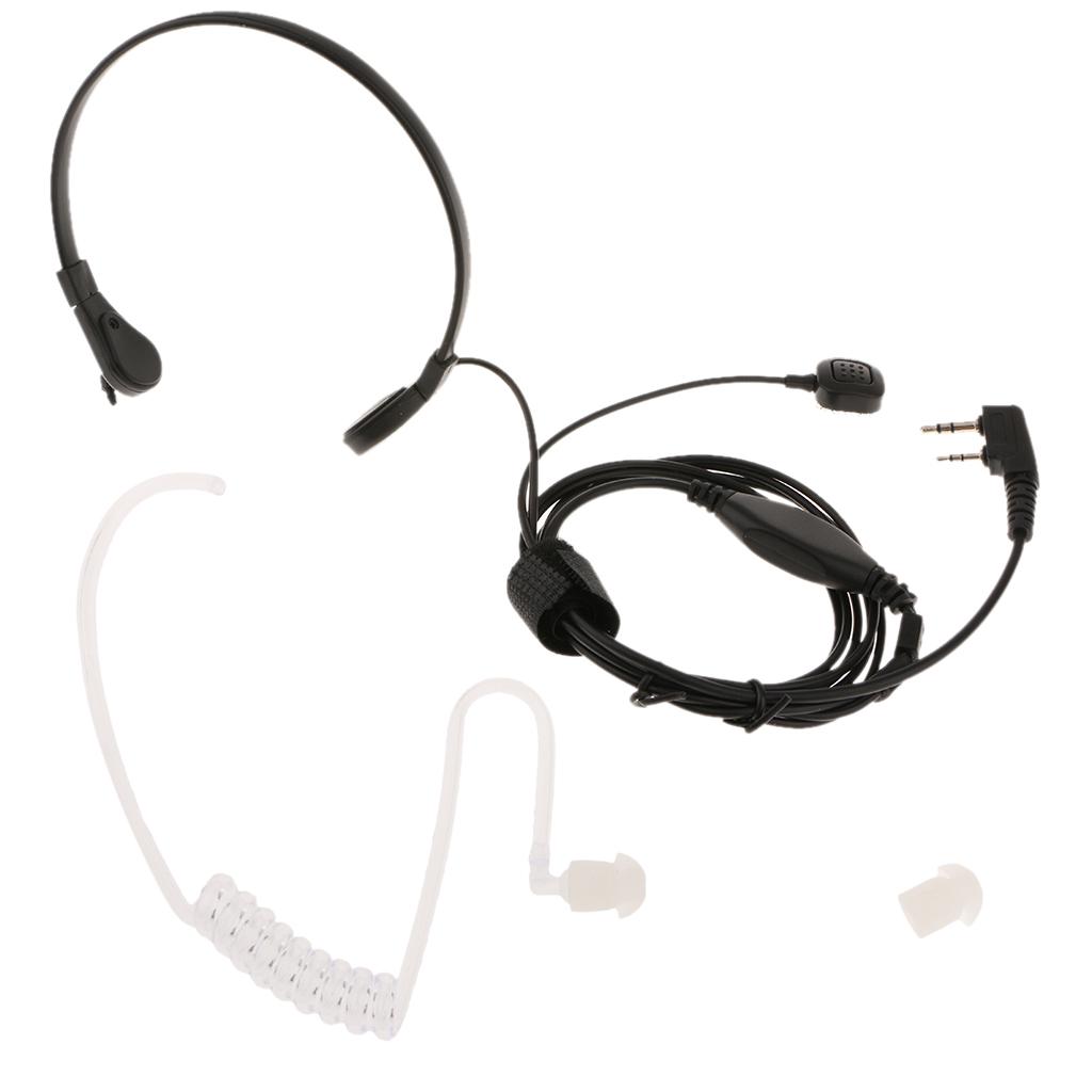 Flexible Throat Mic Microphone Covert Acoustic Tube Earpiece Headset With Finger PTT for Two Way Radio Walkie Talkie 2pin