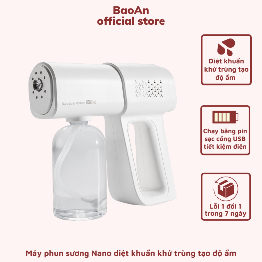 Máy phun khử khuẩn Nano K5 cầm tay - Phun Sương, thuốc diệt khuẩn
